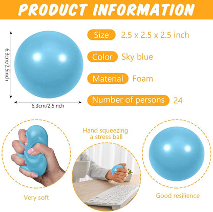 12 Pcs Blue Foam Stress Ball Squeeze Stress Relief Balls for Kids and Adults Hand Exercise Sensory Relief Toys for Anxiety ADHD Autism （Blue）