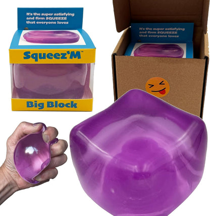 Premium Original Big Block Squeez'M Cube – 35% Larger Than The Standard Squishy Cube, Sensory Fidget Toy for Kids & Adults, Stress Relief, Focus & Play – Durable, Gift-Ready – ASTM Certified 3+