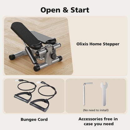 OLIXIS Stepper Machine with Resistance Bands - Mini Stair Stepper for Home Exercise, Portable Weight Loss & Full Body Workout Equipment