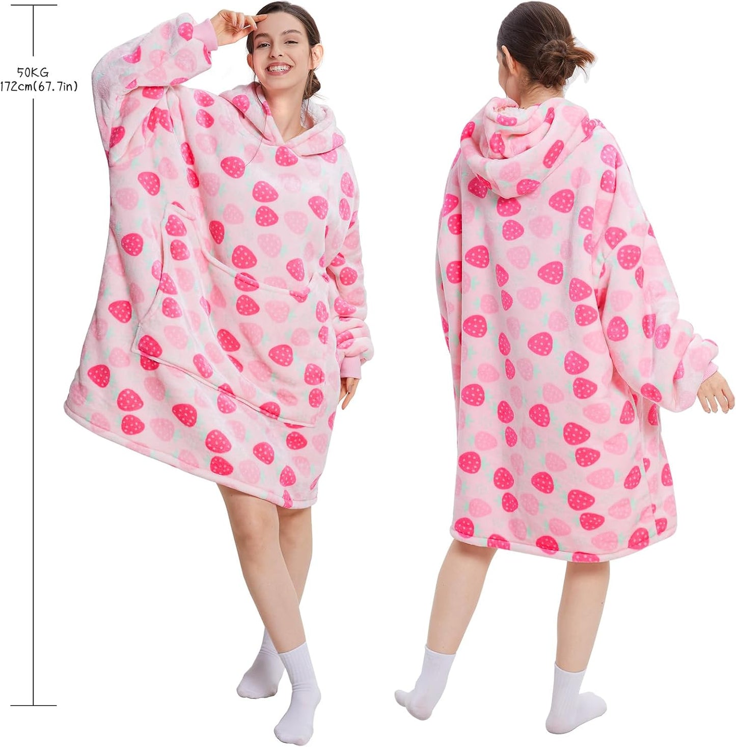 Aemilas Wearable Blanket Hoodie - Warm Sherpa Blanket Sweatshirt as Gifts for Adult Women Mom Men, One Size Fits All