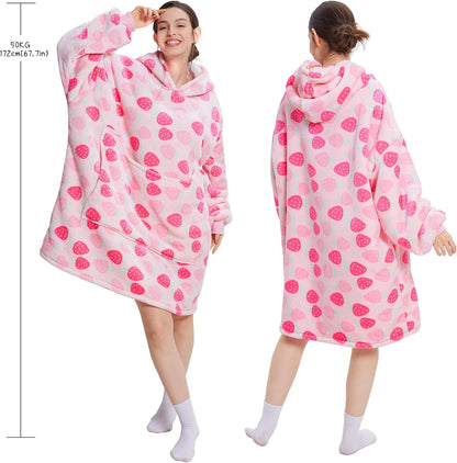 Aemilas Wearable Blanket Hoodie - Warm Sherpa Blanket Sweatshirt as Gifts for Adult Women Mom Men, One Size Fits All