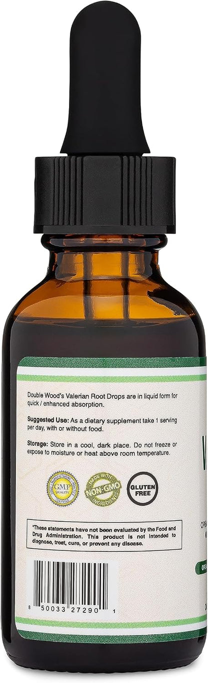 Valerian Root Liquid Drops 168mg, Organic, No Alcohol, Sleep + Calm, 1 oz