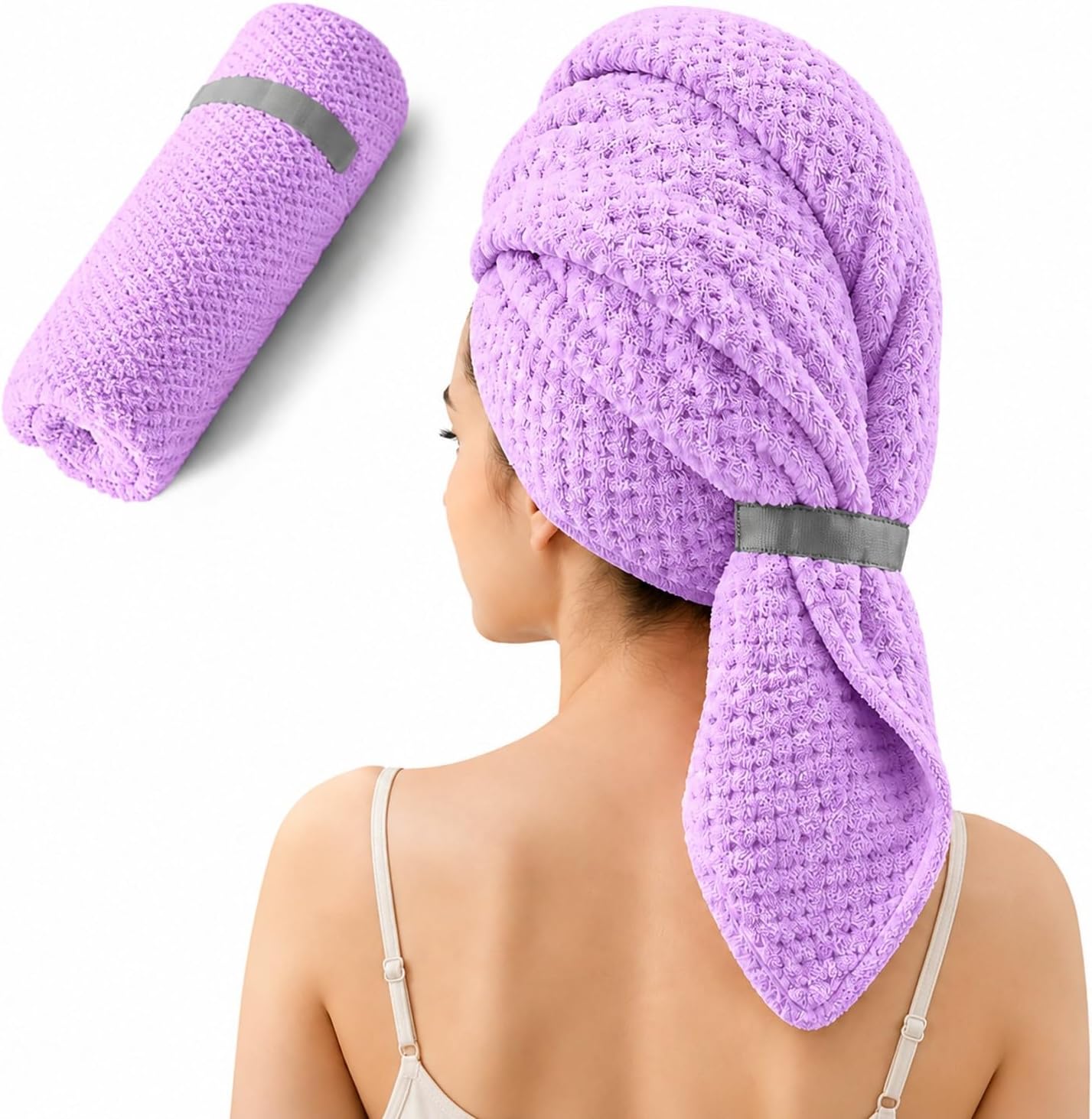 Large Hair Towel Wrap for Women, Quick-Dry Turban, Ultra Absorbent & Anti-Frizz, Ideal for Long, Thick & Curly Hair, Soft Lightweight Microfiber Drying Towel (24x42, Blue)
