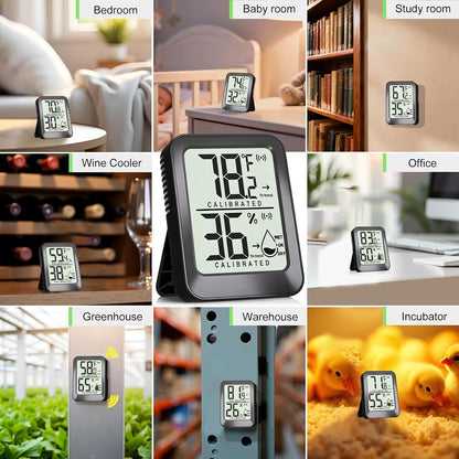 3 Pack Room Thermometer Indoor Hygrometer Digital Mini Humidity Meter Gauge with Temperature and Humidity Monitor Sensor for House, Pet, Plant, Incubator - Battery Included