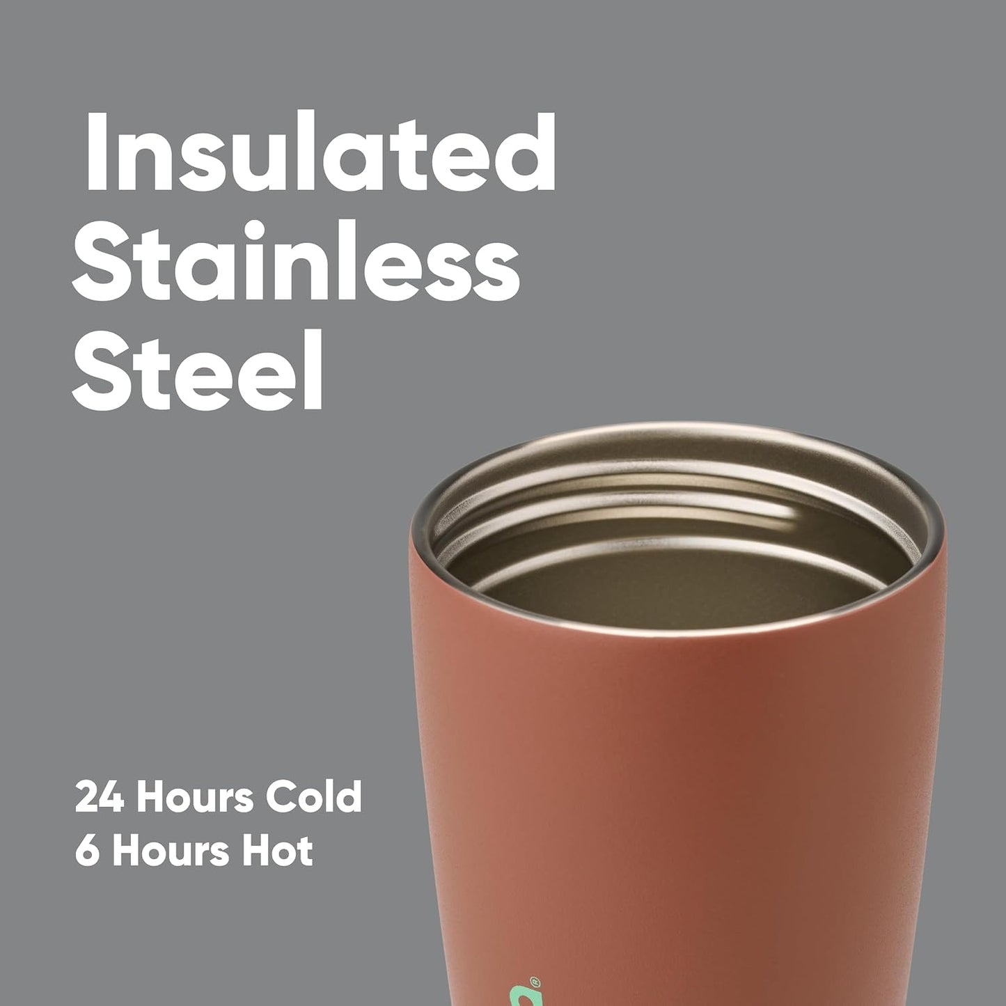 Owala SmoothSip Slider Insulated Stainless Steel Coffee Tumbler, Reusable Iced Coffee Cup, Hot Coffee Travel Mug, BPA Free 12 oz, Pink (Pucker Up)