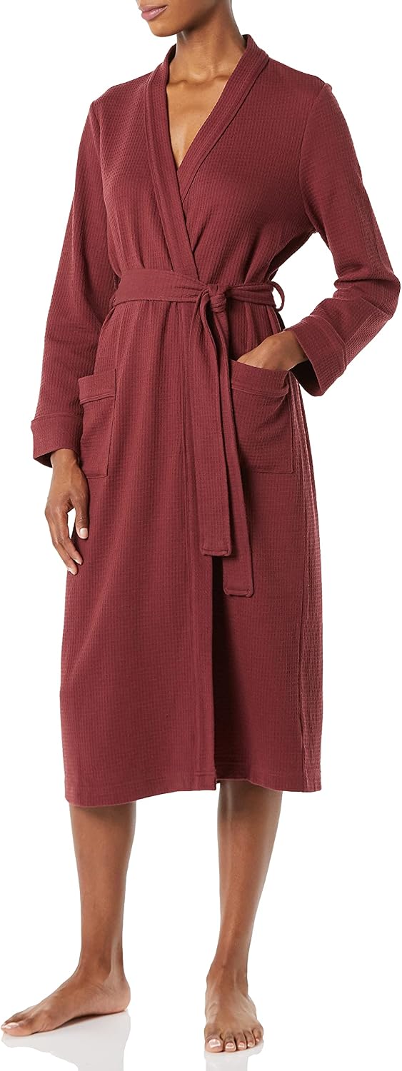 Amazon Essentials Women's Lightweight Waffle Full-Length Bath Robe (Available in Plus Size)