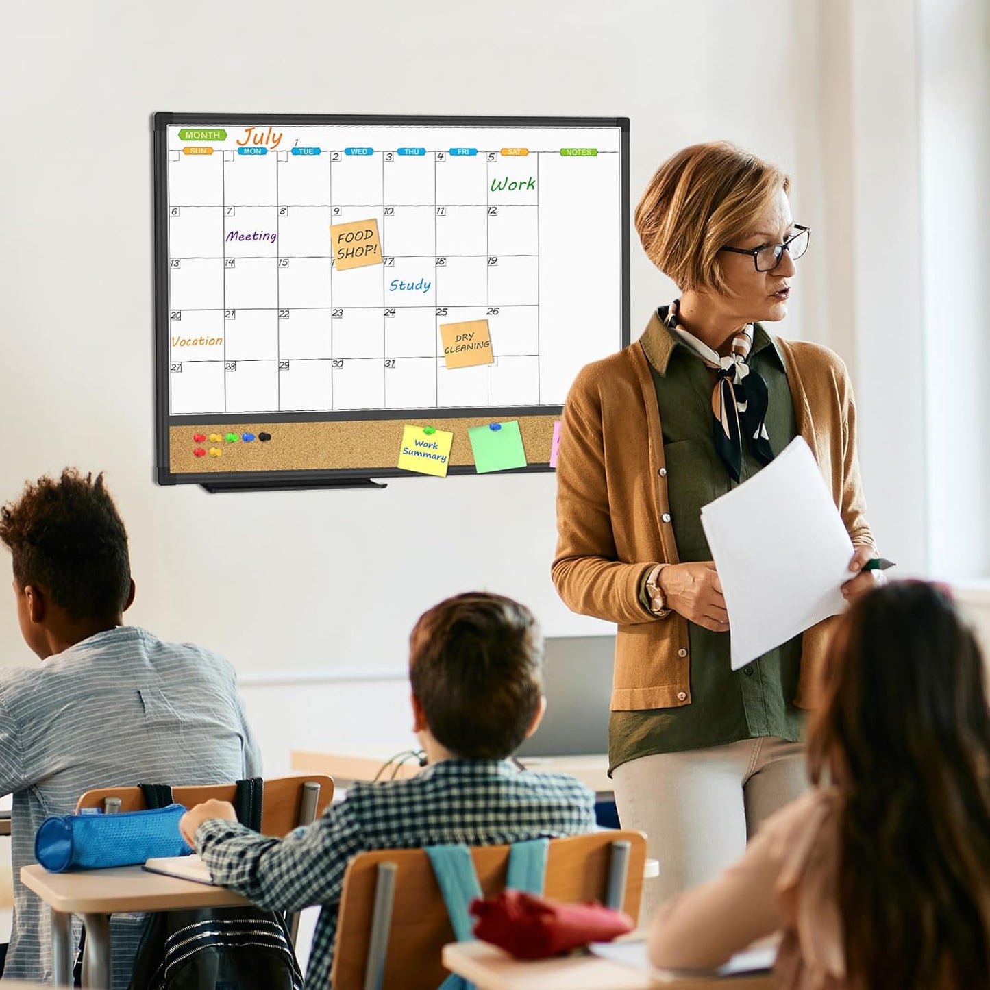 JILoffice Magnetic Dry Erase Calendar Whiteboard, 24" x 18" Monthly Board