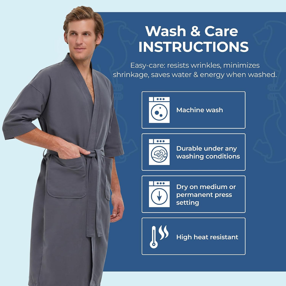 Monarch Unisex Chamois Microfiber Spa Kimono Robe