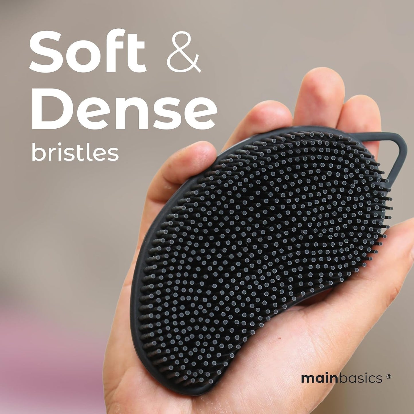 MainBasics Silicone Body Scrubber, Pink, Exfoliate | Dual-Sided, Shower Exfoliator, For Men & Women, Loofah Alternative