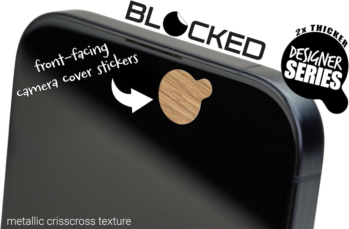Blocked Original Vinyl Webcam Cover Stickers | Restickable & Stackable Privacy Covers | for All Camera-endable Devices | 3-Sizes | 57 Black Tabbed (Muted Matte)