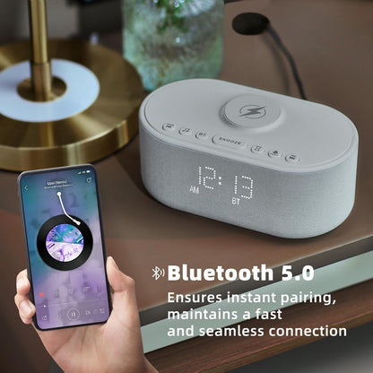 Odokee Sound Machine Alarm Clock for Bedrooms with Wireless Charging