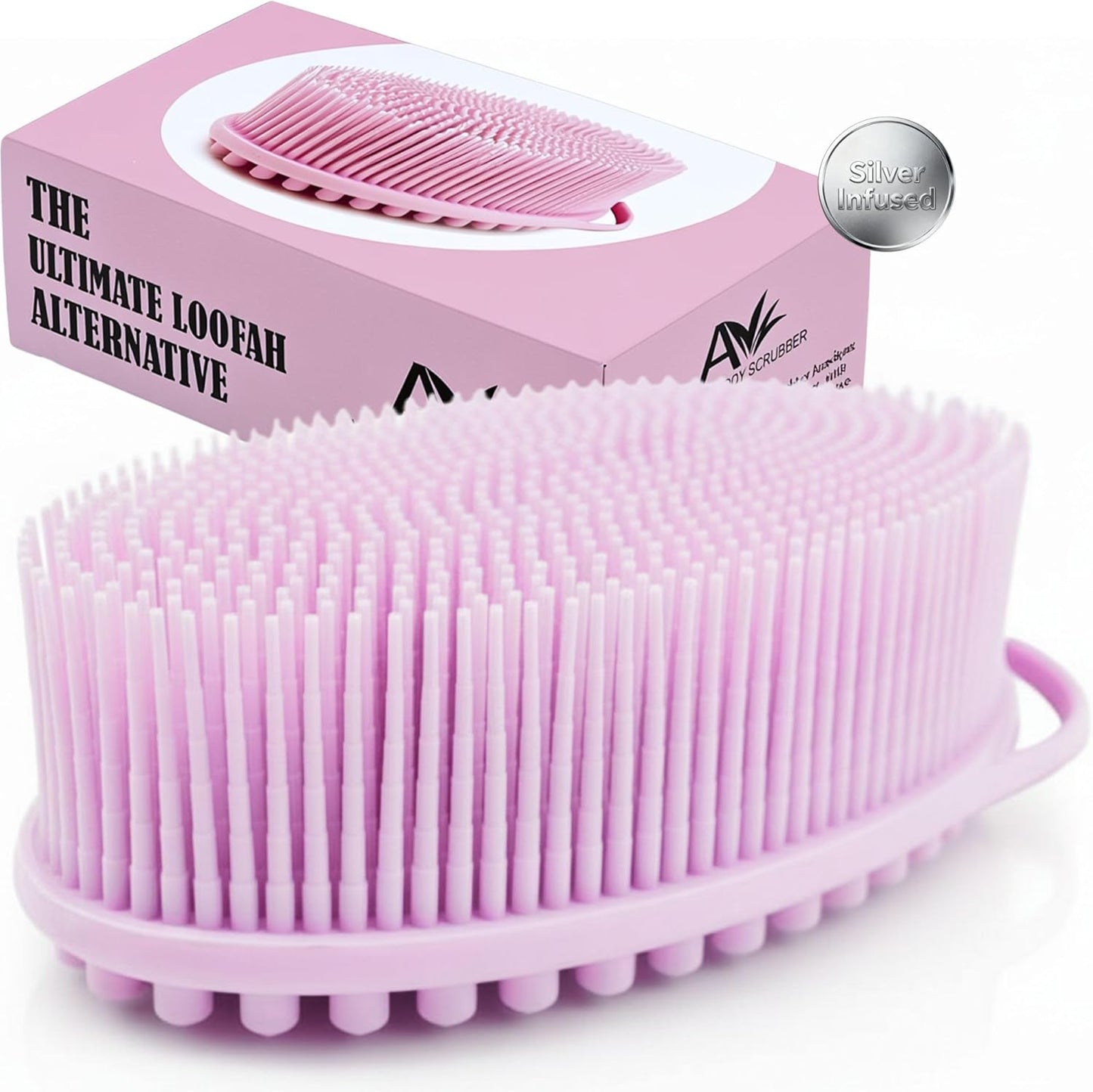 Avilana Premium Silicone Body Scrubber - Trusted Since 2017 - SGS Certified Food Grade Dual Sided Bath Brush, Quick-Dry Exfoliating Loofah Alternative, Massage Brush Sensitive Skin Women Men