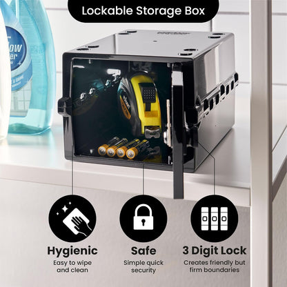 Lockabox Mini™ | Small Lock Box with Combination Lock (Half Letter Sized) | Mini Lockable Box for Small Medicines, Snacks & Mobile Phones | External Size 8.8 x 6.1 x 4.7 Inches (Crystal)