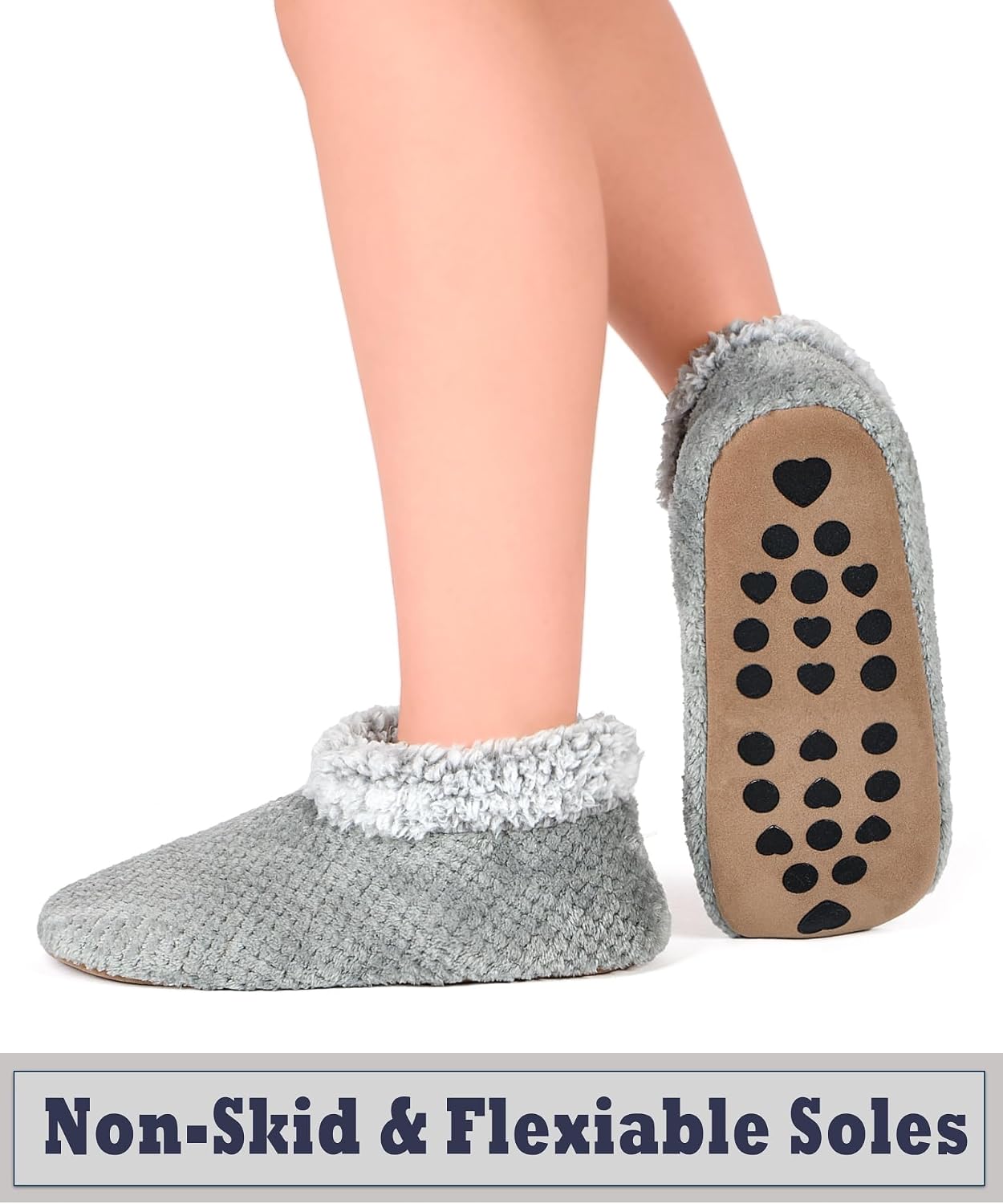 Cozylook Fuzzy Slippers for Women Indoor Soft Sole Slipper Socks with Non Slip Grippers Warm Fluffy