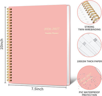 KMQOY Monthly Planner 2026-2027, 2026 Calendar 24 Months Planner, Jan 2026 - Dec 2027, 7.5"x10", Personal Calendar with Monthly Goals, To-Do List, Habit Tracker, 2 years for School Office Home Planning(Black)