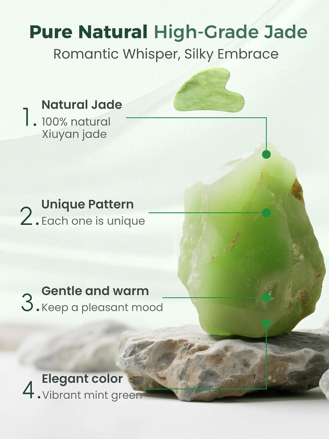 Face Roller & Gua Sha Facial Tools, Face Massager for Self Care, Jade Roller for face, Jawline Sculpting and Puffiness Reducing