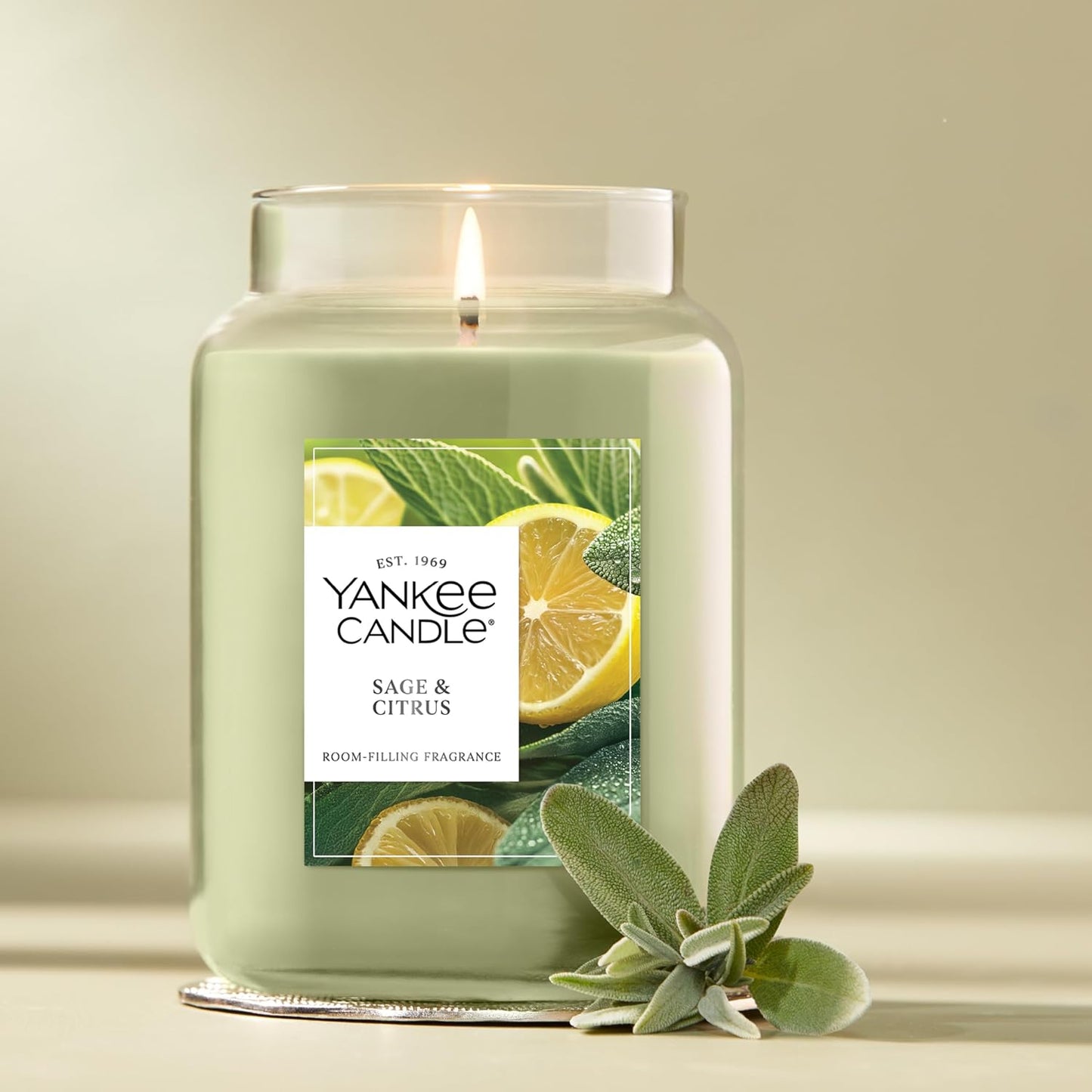 Yankee Candle Sage & Citrus Scented Candle, 22oz Large Jar
