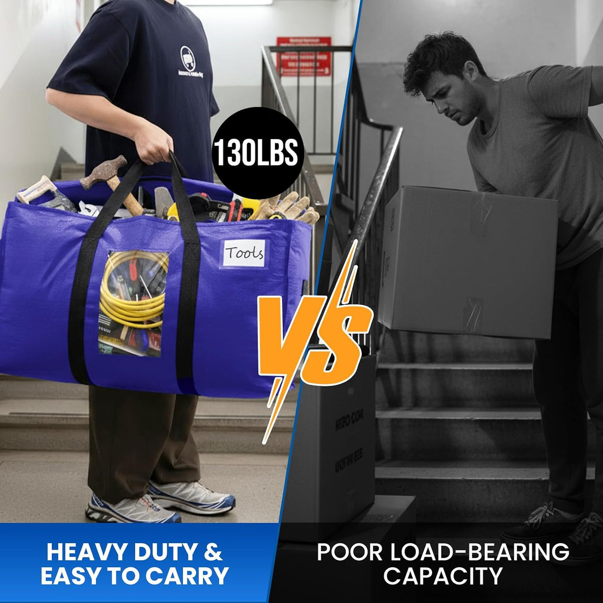 TAILI Blue Extra Large Moving Bags,Storage Bags with Visible Window