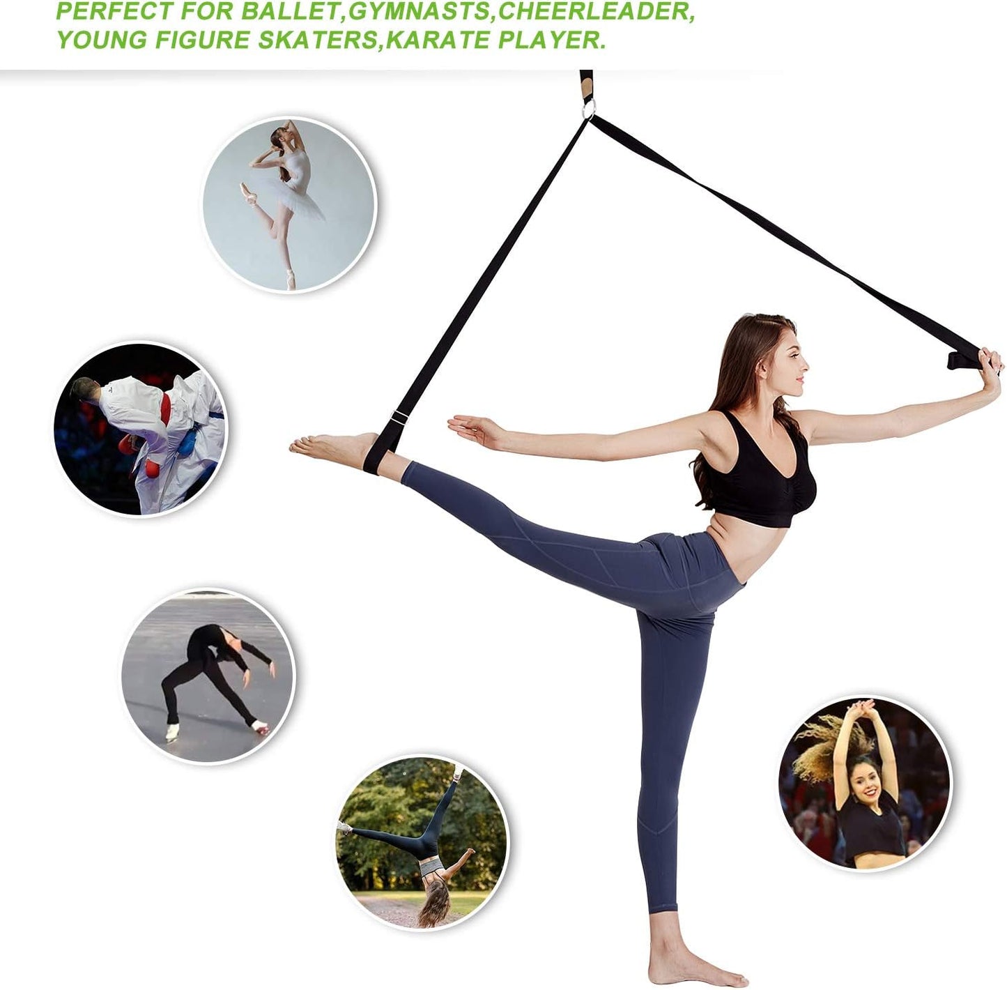 UBING Leg Stretcher, Door Flexibility Trainer, Over the Door Strech Strap for Flexibility, Splits Trainer for Dance Ballet Cheer Gymnastics Taekwondo Stretching