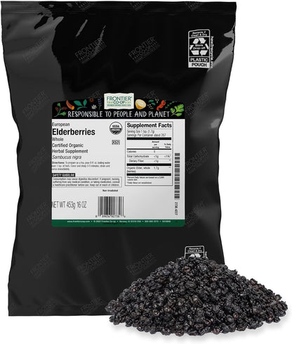 Frontier Co-op Organic Whole European Elderberries, 16oz
