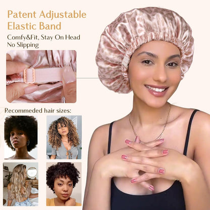 YANIBEST Adjustable Satin Bonnet Double Layer Hair Bonnet for Sleeping Bonnets for Women Hats Curly Natural Hair, Blush Pink