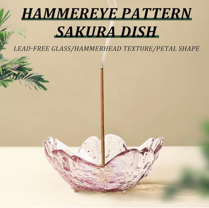 Incense Holder for Sticks and Backflow Incense, Handmade Glass Cherry Blossom Incenses Stick Holder with 9 Incenses Holes Incenses Burner Ash Catcher Ideal for Incense Burning, Home & SPA Decor