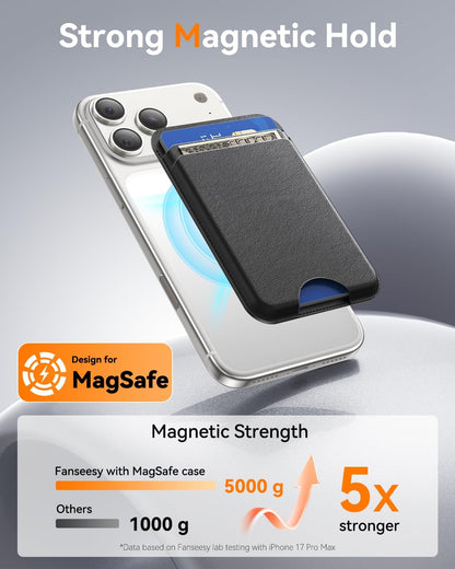 for MagSafe Wallet, Works with Apple Find My,4 Card Holder, Magnetic Phone Wallet for iPhone 18/17/16/15/14/13/12 Pro Max Air Plus Series, RFID Blocking Vegan Leather,Black