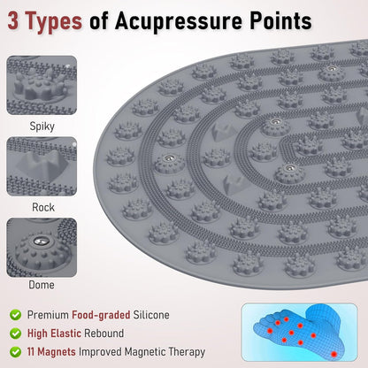 Foot Massage Mat Acupressure Board Large 30*17.7 In, Silicone Jogging Reflexology Mat for Feet Soft & Stiff Feet Magnetic Pressure Point Acupuncture Mat for Yoga Home Office Standing Elderly Pink