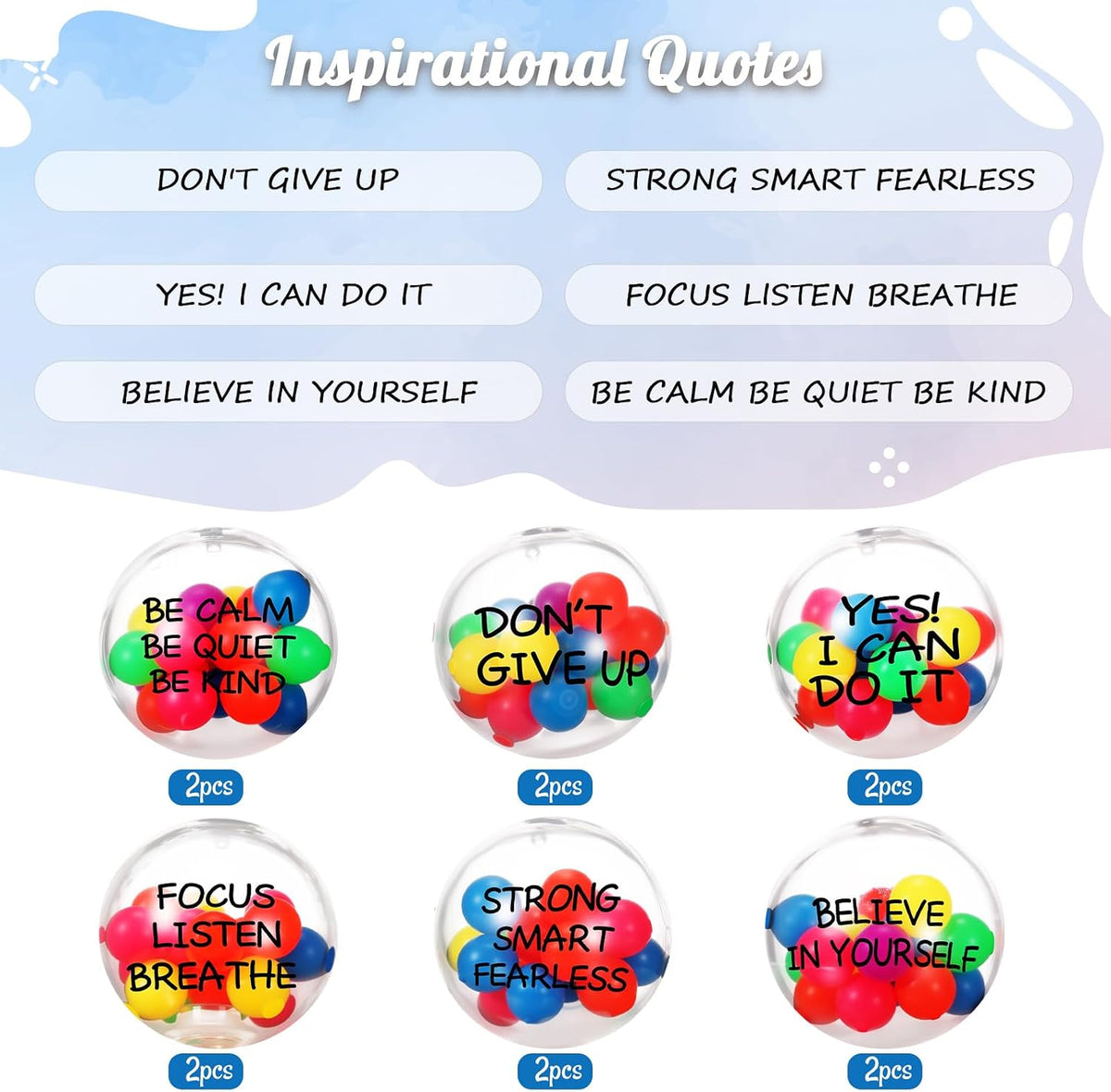 Shappy 12 Pcs Inspirational Sensory Balls, Motivational Fidgets, 2.36 Inch