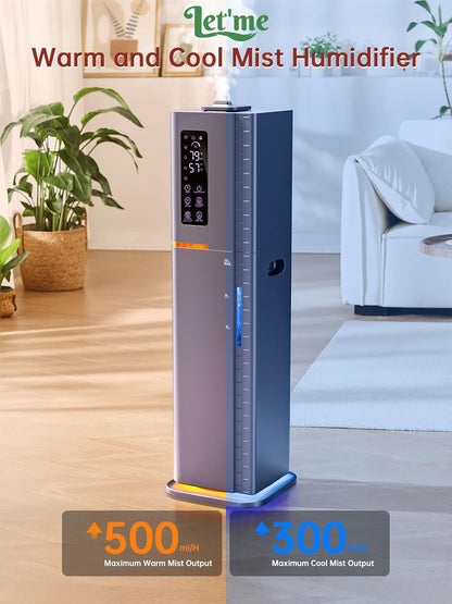 2.64Gal Humidifiers for Bedroom Large Room, Warm and Cool Mist up to 500ft², Top Fill Diffuser Ambient Light, 3 Mist Modes, 24H Timer, 35dB Quiet Humidifier for Home Office Plants