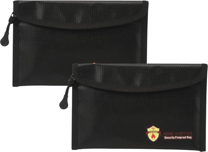 3 Pcs Fireproof Waterproof Document Bag(2000℉), Fire and Water Resistant Safe Zipper Storage Organizer Pouch for A4 A5 Documents Holder, Cash, Passport, Tablet, Laptop, File, Jewelry,(Black)