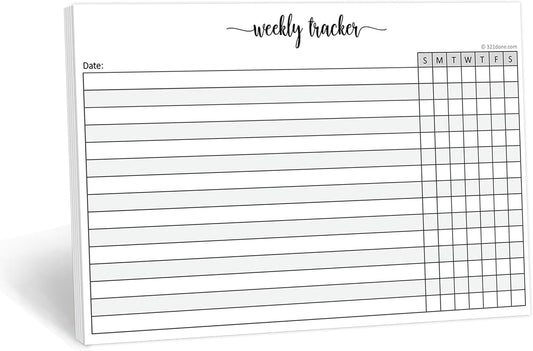321Done Weekly Tracker Notepad, Sunday Start - 5.5x8.5 Habit Tracking Days of Week Notebook for Planning, Organizing, Schedule, 50 Pages - Made in USA