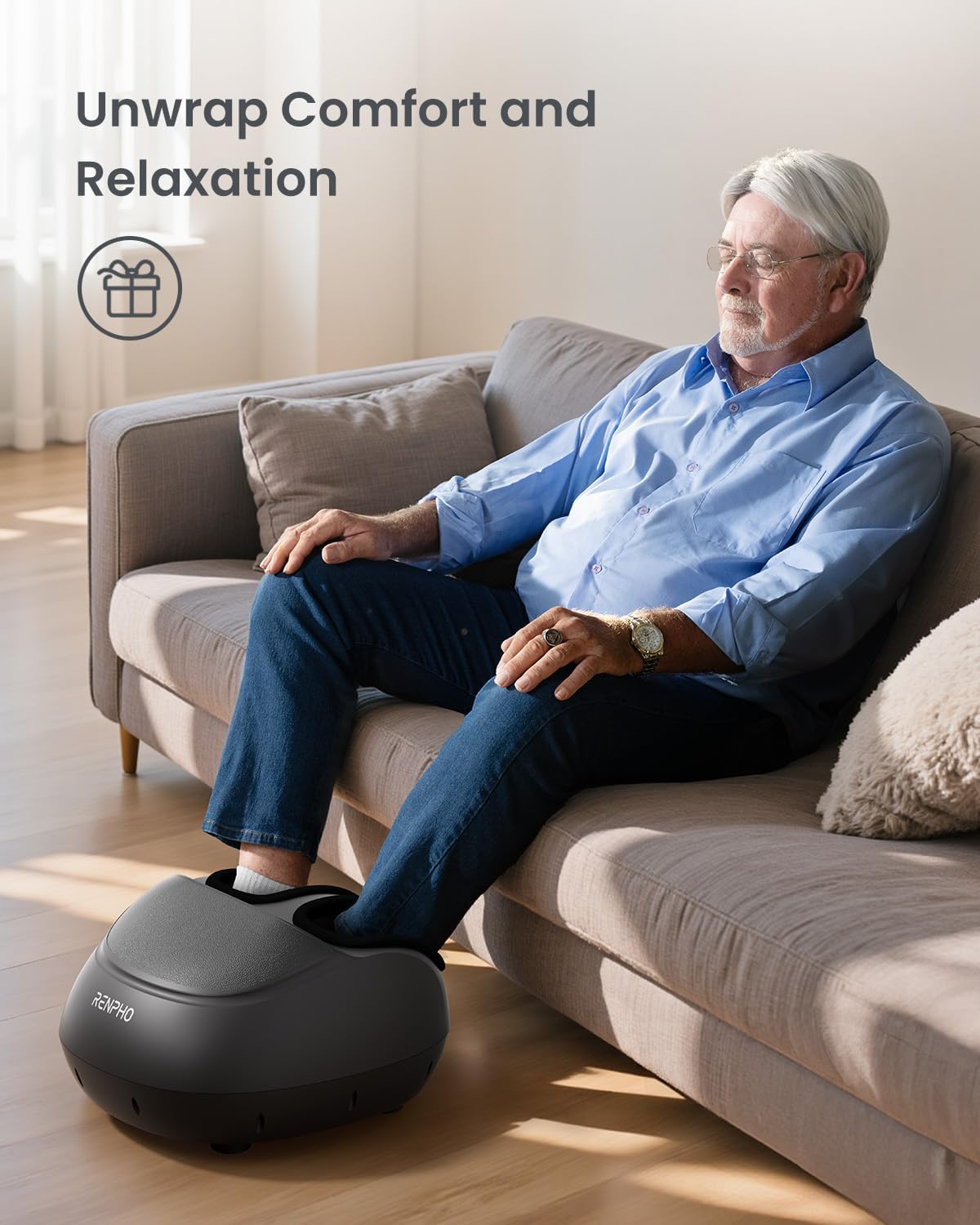 RENPHO Full Foot Massager Machine, 2026 Upgraded Shiatsu Foot Massager with Heat, FSA Eligible HSA Store Eligible, Plantar Fasciitis Massager, Birthday Gifts for Women Mom Men Dad, Fits Up to Size 13