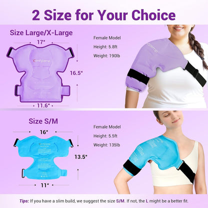 Comfytemp Shoulder Ice Pack Rotator Cuff Cold Therapy Wrap, FSA Eligible HSA, Gel Packs for Injuries Reusable Hot Cold Compress Shoulder Brace for Pain Relief, Men Women Recovery Item (Large/X-Large)
