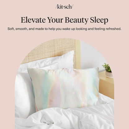 Kitsch Satin Pillowcase with Zipper for Hair & Skin - Softer Than Silk Pillow Cases, Smooth Cooling Satin Pillow Case, Wrinkle-Free, Machine Washable - Pillow Cases Standard Size (19x26) - Blush