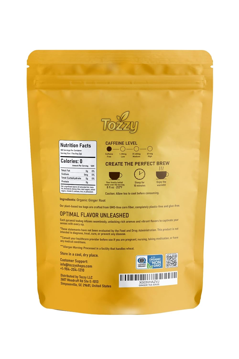 Tozzy Organic Chamomile Tea – 100 Count, Plant-Based Pyramid Tea Bags – Packaging May Vary