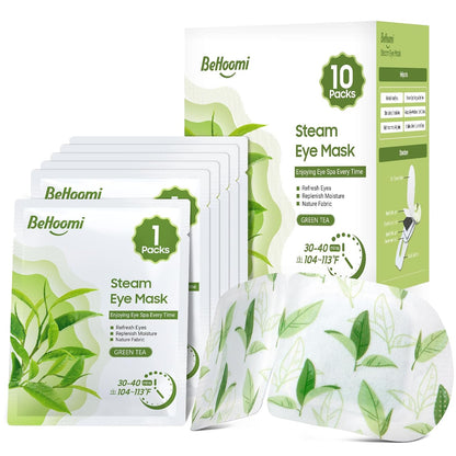 BeHoomi Steam Eye Mask, 10Packs Heated Eye Mask, Self Heating Disposable SPA Warm Compress for Eyes Sleep Mask, Travel Essentials & Relaxation Gifts for Women (Unscented)