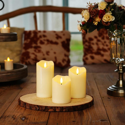 Homemory 6"x3" Outdoor Waterproof Flameless Candles, LED Candles, Battery Operated Candles with Remote and Timers, Electric Fake Plastic Pillar Candles, Ivory White, Set of 2