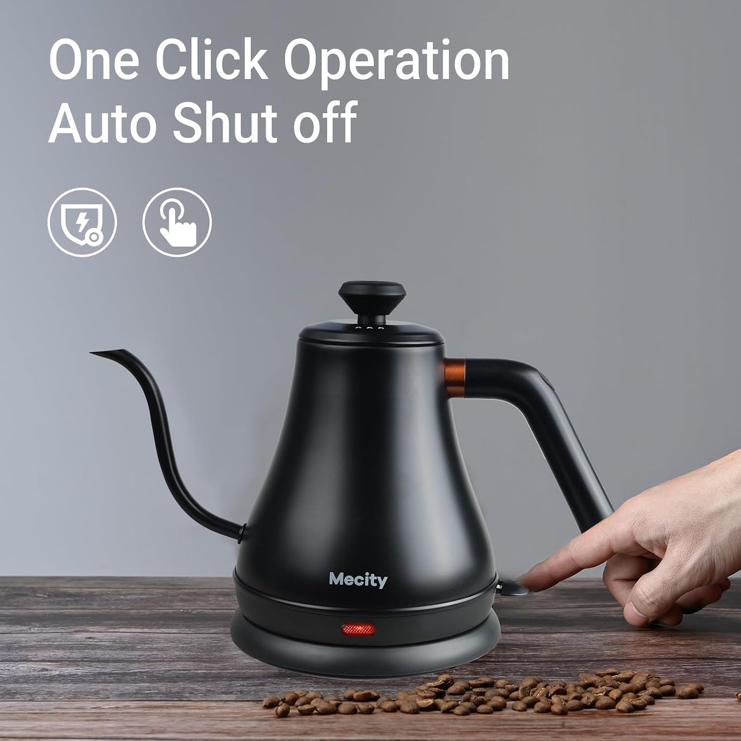 Mecity Electric Kettle Gooseneck Water Kettle Stainless Steel Tea Kettle Water Boiler Fast Heating, Auto Shut Off, 27 fl oz, 1000W, Stainless Steel