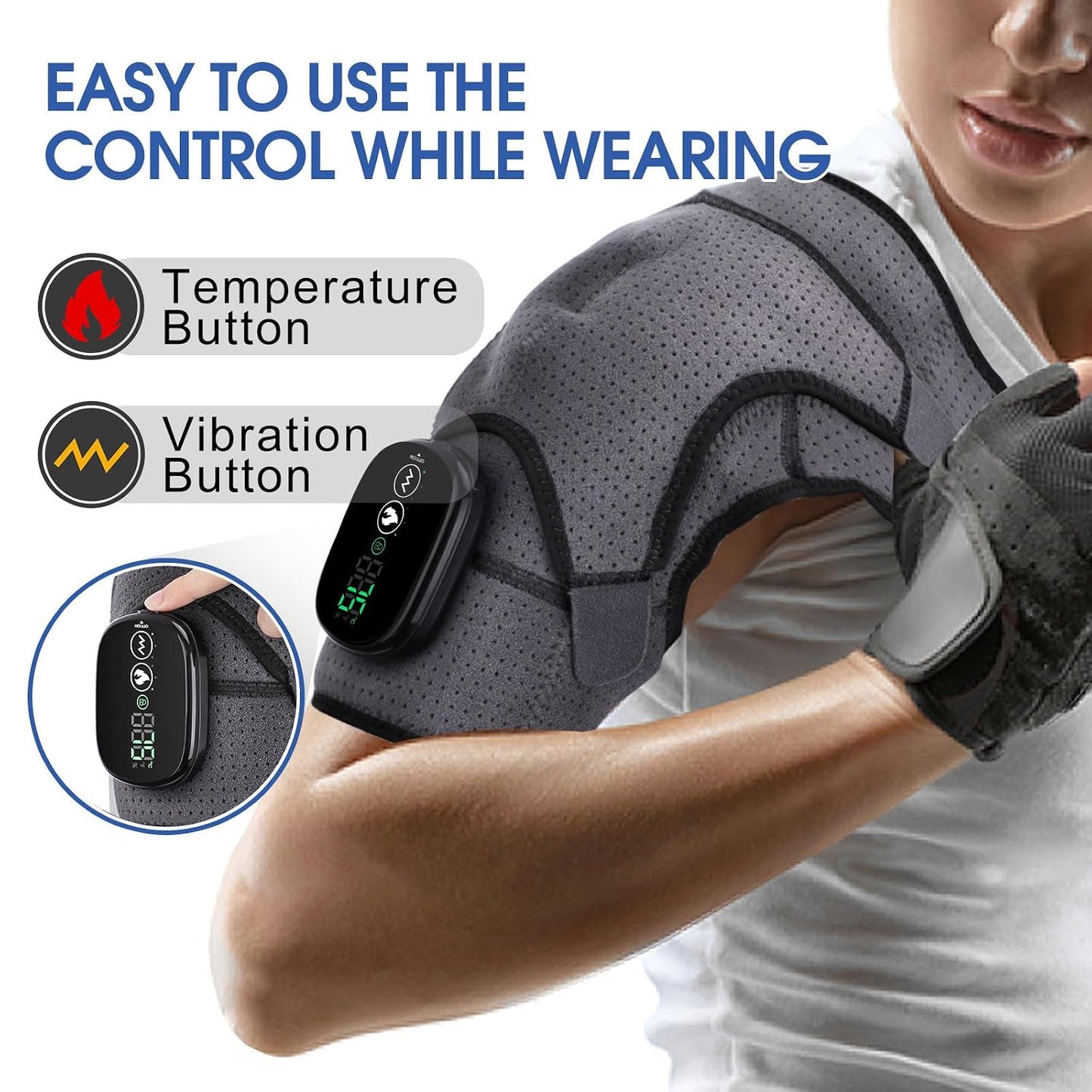 Cordless Shoulder Heating Pad with Massage, FSA Eligible Items List, Heated Shoulder Wrap Massager for Pain, Rotator Cuff Heating Pad HSA Approved Products Only