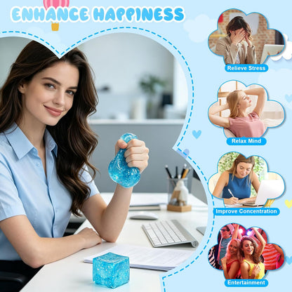 Nice Ice Cube Sensory Squeeze, Ice Cube Squishy Stress Balls for Adults Slow Rise Squishies with Solid Squish Soft Fidgets Malt Sugar Squishy for Anxiety Relief Focus