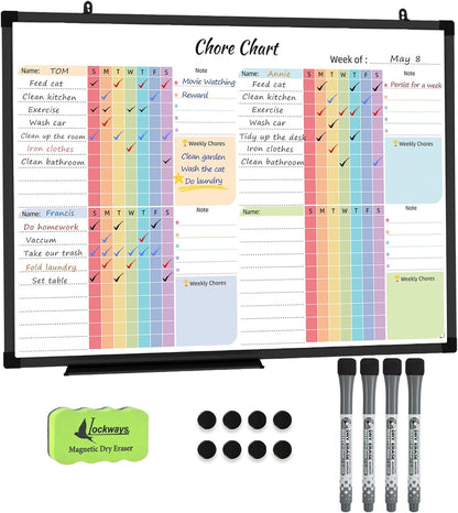 Lockways 36" x 24" Magnetic Chore Chart Board, Dry Erase Board