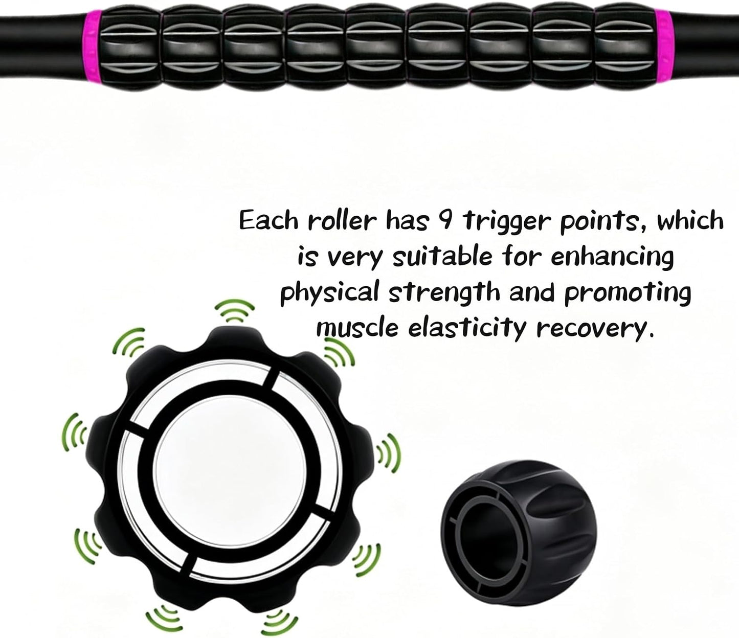 Muscle Roller Stick - A Full-Body Massage Roller that Can Relieve Muscle Soreness, Cramps and Tension After Exercise. It is a Handheld Physical Therapy and Recovery Tool（Black and Purple）