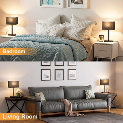 Hong-in Touch Lamps for Bedroom - 3-Way Dimmable Bedside Lamps Set of 2 with USB C+A, Grey Modern Table Lamp for Night Stands, Desk Lamp for Living Room Nightstand End Tables Bed Side
