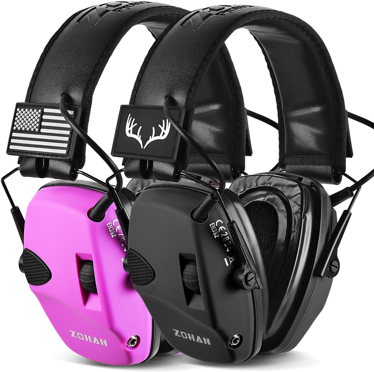 ZOHAN Electronic Shooting Earmuffs Built in Ambient Sound Amplifier, Hearing Protection for Shooters, NRR 23dB Noise Reduction, Ideal Gun Range Ear Protection Headphones for Hunting-Black&Purple