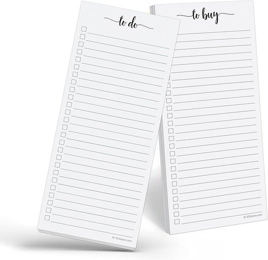 321Done To Do List Notepad, 2-Pack 50 Sheets Each, 3.7x8.5 College Ruled Pad, 70lb Matte Paper, Note Pad for Shopping List, Checklist To-Dos Tasks Planning for Home Office, Made in USA