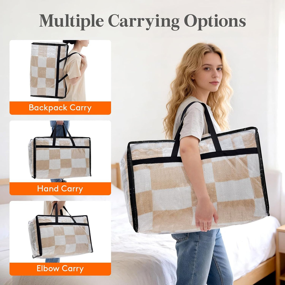 Lifewit Clear Storage Bags, 45L Clothes Organizer with Zipper