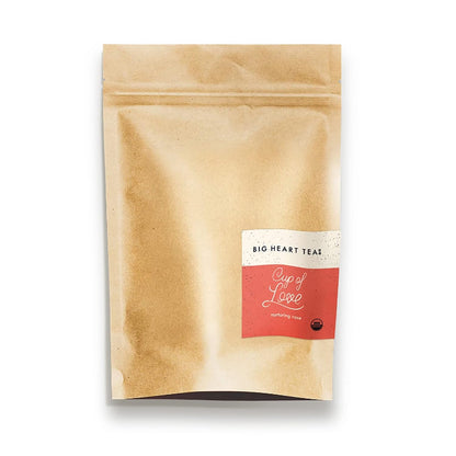 Big Heart Tea Co. Tea Bags - Cup of Love Red Rose - Certified Organic, Floral Ayurvedic Herbal Decaf Tea in Zero Plastic Sachets with Small Batch Ground Herbs, Adaptogenic Tulsi, 50 Pack