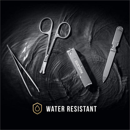 MANSCAPED® Shears 3.0, 5-Piece Precision Men’s Nail Grooming Travel Kit, Stainless Steel Manicure Set with Fingernail & Toenail Clippers, Nail File, Slant Tip Tweezers, Cuticle Scissors, Travel Case