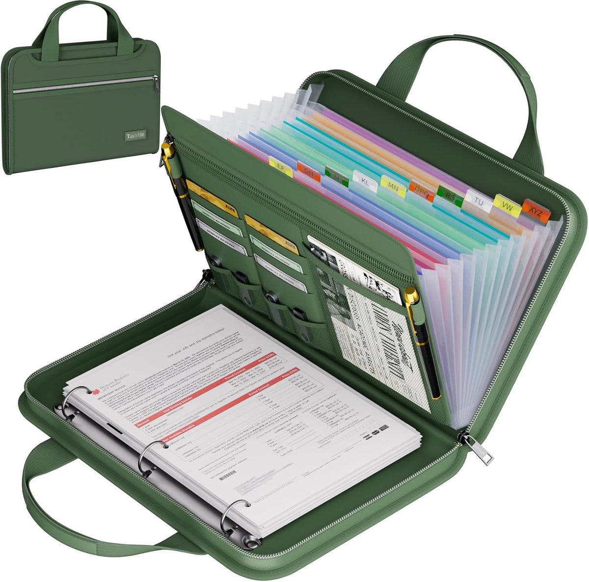 Tamfile Fireproof Accordion File Folder with Handle, Document Organizer